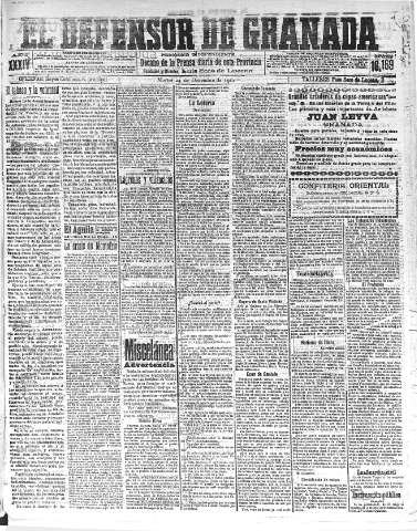 'El Defensor de Granada  : diario político independiente' - Año XXXIV Número 16169  - 1912 Diciembre 24