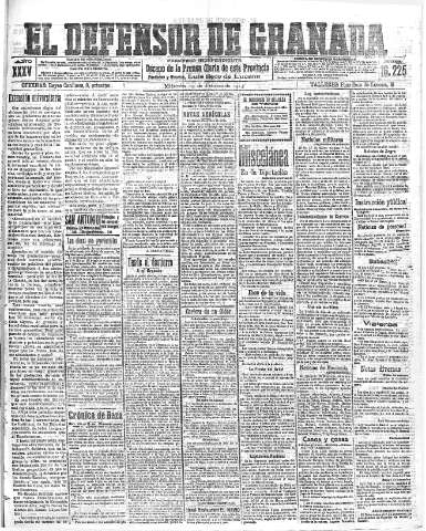 'El Defensor de Granada  : diario político independiente' - Año XXXV Número 16225  - 1913 Febrero 19