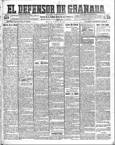 'El Defensor de Granada  : diario político independiente' - Año XXXV Número 16260  - 1913 Marzo 27