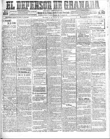 'El Defensor de Granada  : diario político independiente' - Año XXXV Número 16263  - 1913 Marzo 30