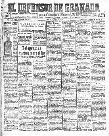 'El Defensor de Granada  : diario político independiente' - Año XXXV Número 16278  - 1913 Abril 14