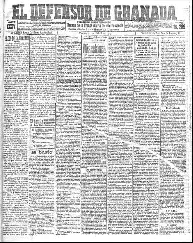 'El Defensor de Granada  : diario político independiente' - Año XXXV Número 16289  - 1913 Abril 25