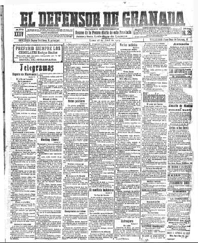 'El Defensor de Granada  : diario político independiente' - Año XXXV Número 16292  - 1913 Abril 28