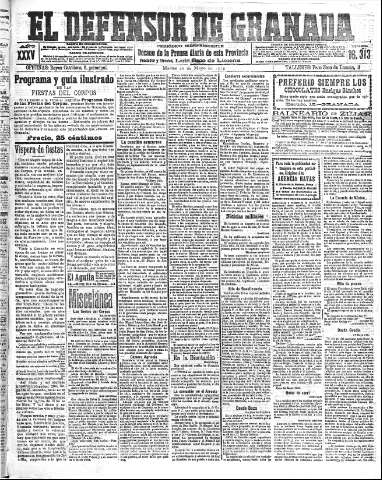 'El Defensor de Granada  : diario político independiente' - Año XXXV Número 16313  - 1913 Mayo 20