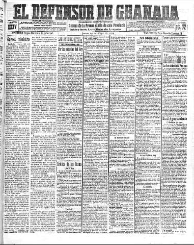 'El Defensor de Granada  : diario político independiente' - Año XXXV Número 16321  - 1913 Mayo 29
