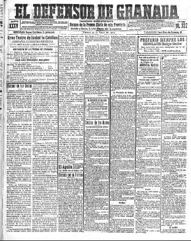 'El Defensor de Granada  : diario político independiente' - Año XXXV Número 16322  - 1913 Mayo 30