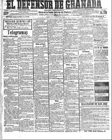 'El Defensor de Granada  : diario político independiente' - Año XXXV Número 16339  - 1913 Junio 16