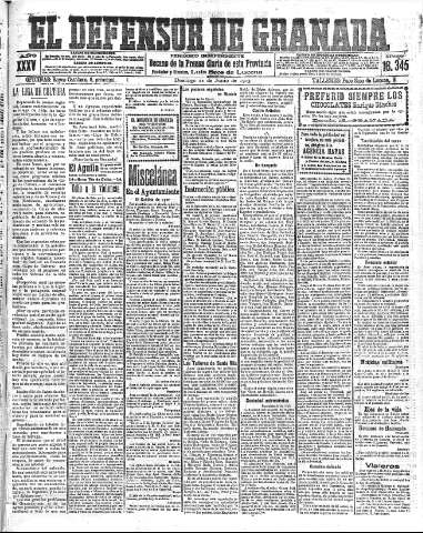 'El Defensor de Granada  : diario político independiente' - Año XXXV Número 16345  - 1913 Junio 22