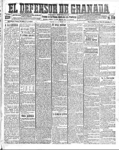 'El Defensor de Granada  : diario político independiente' - Año XXXV Número 16350  - 1913 Junio 27