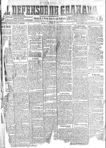 'El Defensor de Granada  : diario político independiente' - Año XXXV Número 16354  - 1913 Julio 01