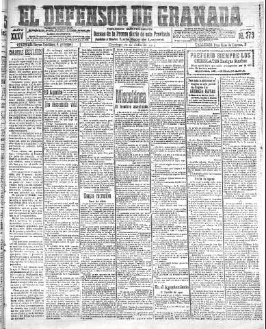 'El Defensor de Granada  : diario político independiente' - Año XXXV Número 16373  - 1913 Julio 20