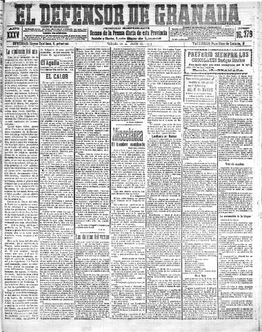 'El Defensor de Granada  : diario político independiente' - Año XXXV Número 16379  - 1913 Julio 26