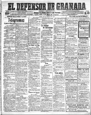 'El Defensor de Granada  : diario político independiente' - Año XXXV Número 16401  - 1913 Agosto 18