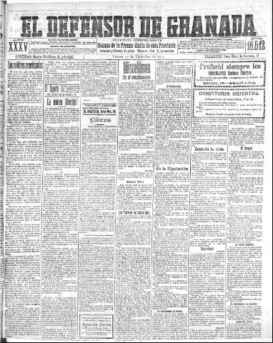 'El Defensor de Granada  : diario político independiente' - Año XXXV Número 16512  - 1913 Diciembre 19