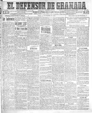 'El Defensor de Granada  : diario político independiente' - Año XXXV Número 16513  - 1913 Diciembre 20
