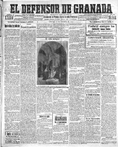 'El Defensor de Granada  : diario político independiente' - Año XXXV Número 16514  - 1913 Diciembre 21