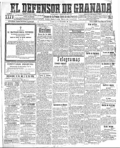'El Defensor de Granada  : diario político independiente' - Año XXXV Número 16515  - 1913 Diciembre 22