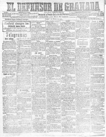 'El Defensor de Granada  : diario político independiente' - Año XXXVI Número 16528  - 1914 Enero 05