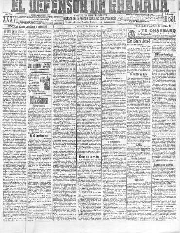 'El Defensor de Granada  : diario político independiente' - Año XXXVI Número 16531  - 1914 Enero 08
