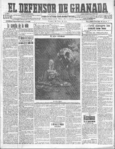 'El Defensor de Granada  : diario político independiente' - Año XXXVI Número 16532  - 1914 Enero 09