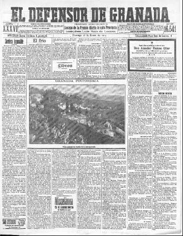 'El Defensor de Granada  : diario político independiente' - Año XXXVI Número 16541  - 1914 Enero 18