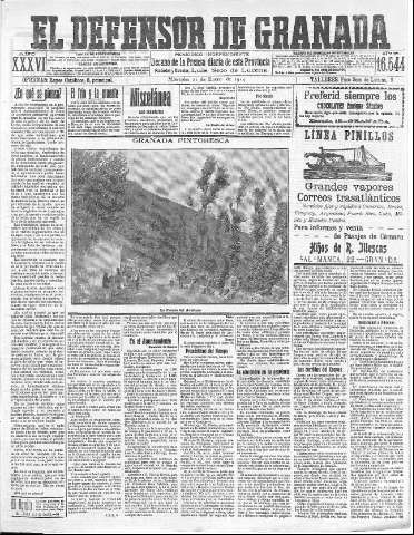 'El Defensor de Granada  : diario político independiente' - Año XXXVI Número 16544  - 1914 Enero 21