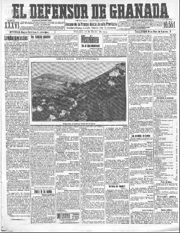 'El Defensor de Granada  : diario político independiente' - Año XXXVI Número 16551  - 1914 Enero 28