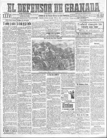 'El Defensor de Granada  : diario político independiente' - Año XXXVI Número 16557  - 1914 Febrero 03