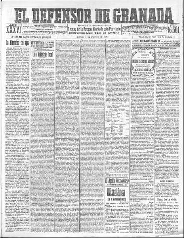 'El Defensor de Granada  : diario político independiente' - Año XXXVI Número 16561  - 1914 Febrero 07