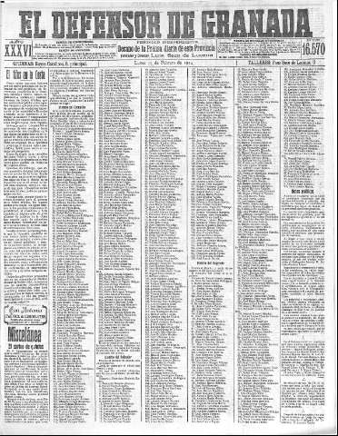 'El Defensor de Granada  : diario político independiente' - Año XXXVI Número 16570  - 1914 Febrero 16