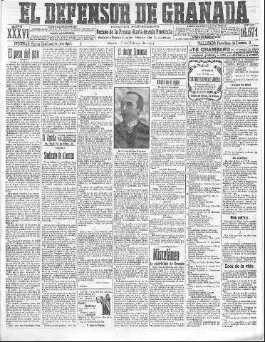 'El Defensor de Granada  : diario político independiente' - Año XXXVI Número 16571  - 1914 Febrero 17