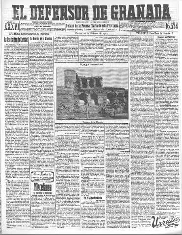 'El Defensor de Granada  : diario político independiente' - Año XXXVI Número 16574  - 1914 Febrero 20