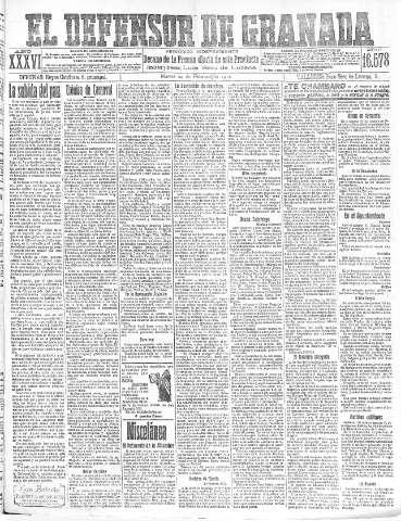 'El Defensor de Granada  : diario político independiente' - Año XXXVI Número 16578  - 1914 Febrero 24