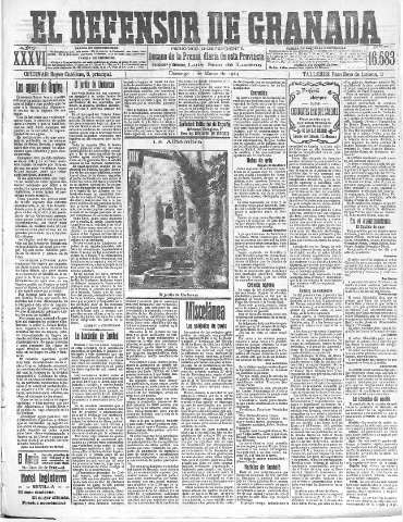 'El Defensor de Granada  : diario político independiente' - Año XXXVI Número 16583  - 1914 Marzo 01