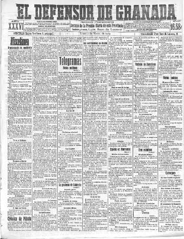 'El Defensor de Granada  : diario político independiente' - Año XXXVI Número 16584  - 1914 Marzo 02