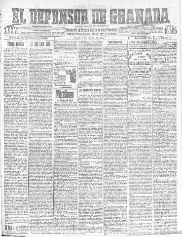 'El Defensor de Granada  : diario político independiente' - Año XXXVI Número 16585  - 1914 Marzo 03