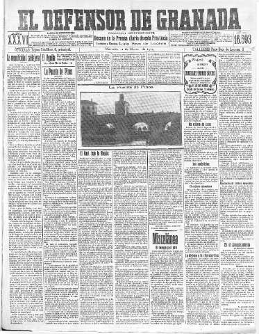 'El Defensor de Granada  : diario político independiente' - Año XXXVI Número 16593  - 1914 Marzo 11