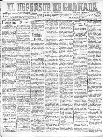 'El Defensor de Granada  : diario político independiente' - Año XXXVI Número 16595  - 1914 Marzo 13