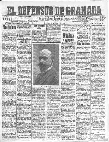 'El Defensor de Granada  : diario político independiente' - Año XXXVI Número 16597  - 1914 Marzo 15