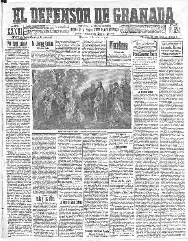 'El Defensor de Granada  : diario político independiente' - Año XXXVI Número 16621  - 1914 Abril 08