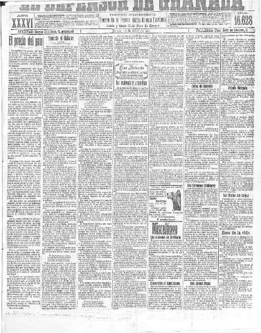 'El Defensor de Granada  : diario político independiente' - Año XXXVI Número 16628  - 1914 Abril 16