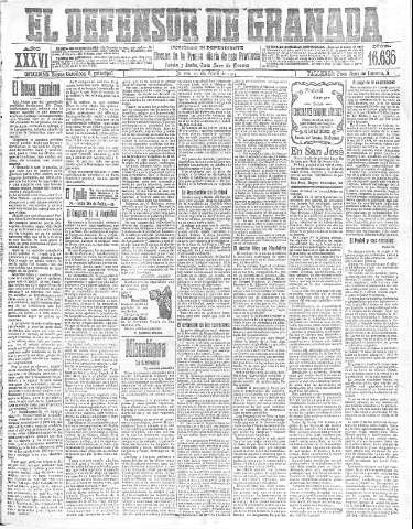 'El Defensor de Granada  : diario político independiente' - Año XXXVI Número 16635  - 1914 Abril 23
