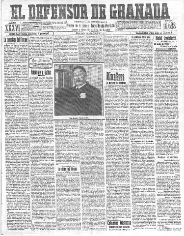 'El Defensor de Granada  : diario político independiente' - Año XXXVI Número 16638  - 1914 Abril 26