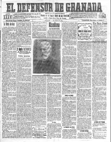 'El Defensor de Granada  : diario político independiente' - Año XXXVI Número 16643  - 1914 Mayo 01