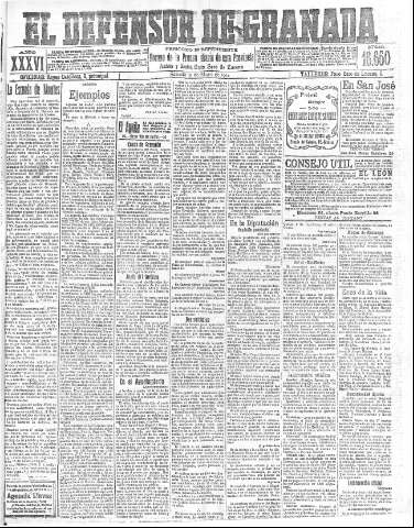 'El Defensor de Granada  : diario político independiente' - Año XXXVI Número 16650  - 1914 Mayo 09
