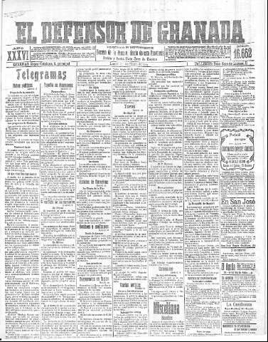 'El Defensor de Granada  : diario político independiente' - Año XXXVI Número 16652  - 1914 Mayo 11