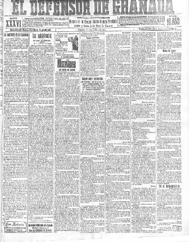 'El Defensor de Granada  : diario político independiente' - Año XXXVI Número 16653  - 1914 Mayo 12