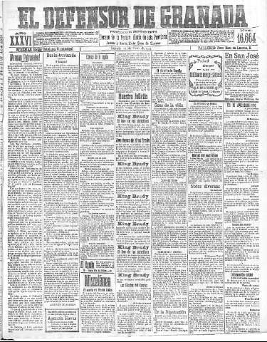 'El Defensor de Granada  : diario político independiente' - Año XXXVI Número 16664  - 1914 Mayo 23