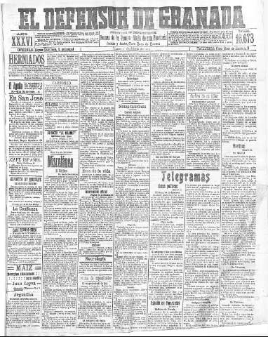 'El Defensor de Granada  : diario político independiente' - Año XXXVI Número 16673  - 1914 Junio 01