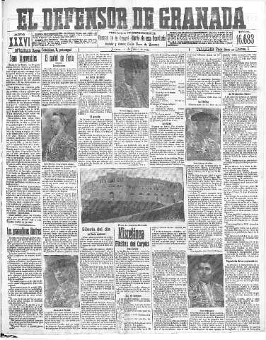 'El Defensor de Granada  : diario político independiente' - Año XXXVI Número 16683  - 1914 Junio 11